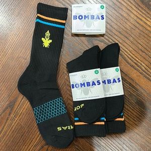 Bombas 3pk Black Calf Length Socks Sz Medium